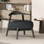 Chaise d'appoint en tissu noir avec siège en mousse haute confortable pour le salon et le bureau