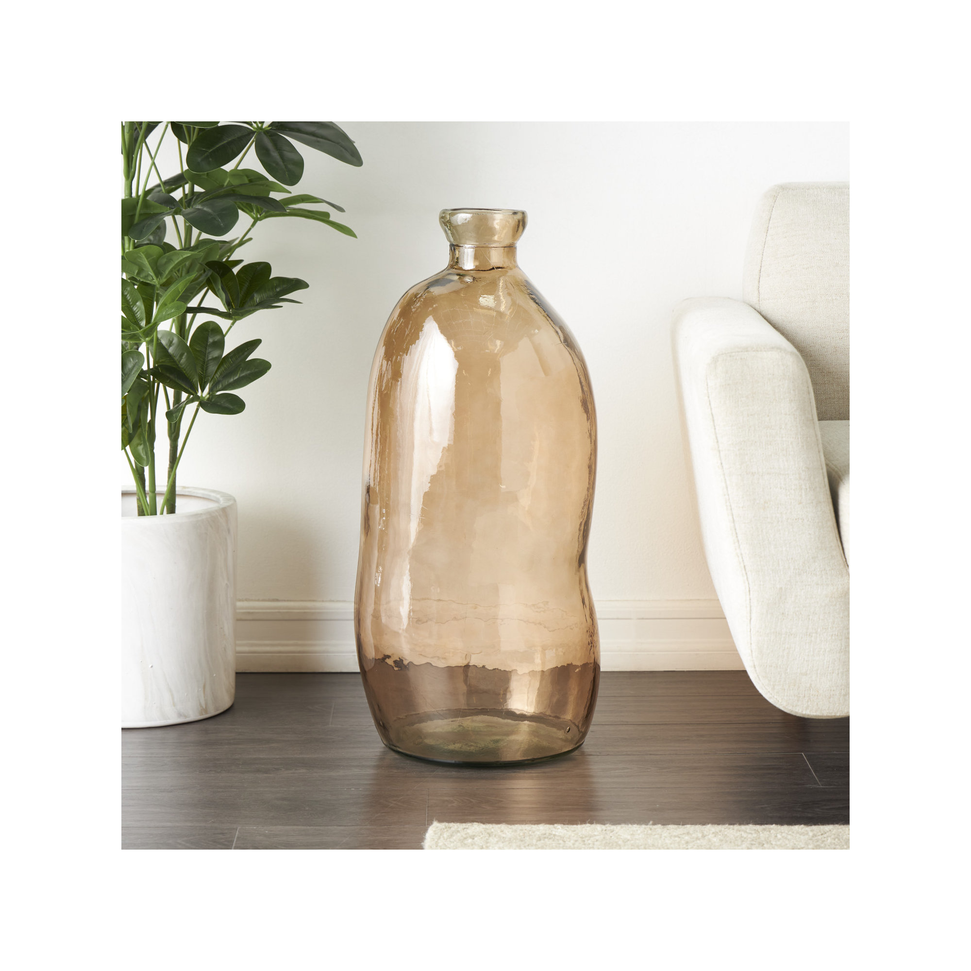 Dorival Recycled Glass Spanish Bottle Decorative Vase, Brown, 29.15" H x 13.05" W x 13.05" D