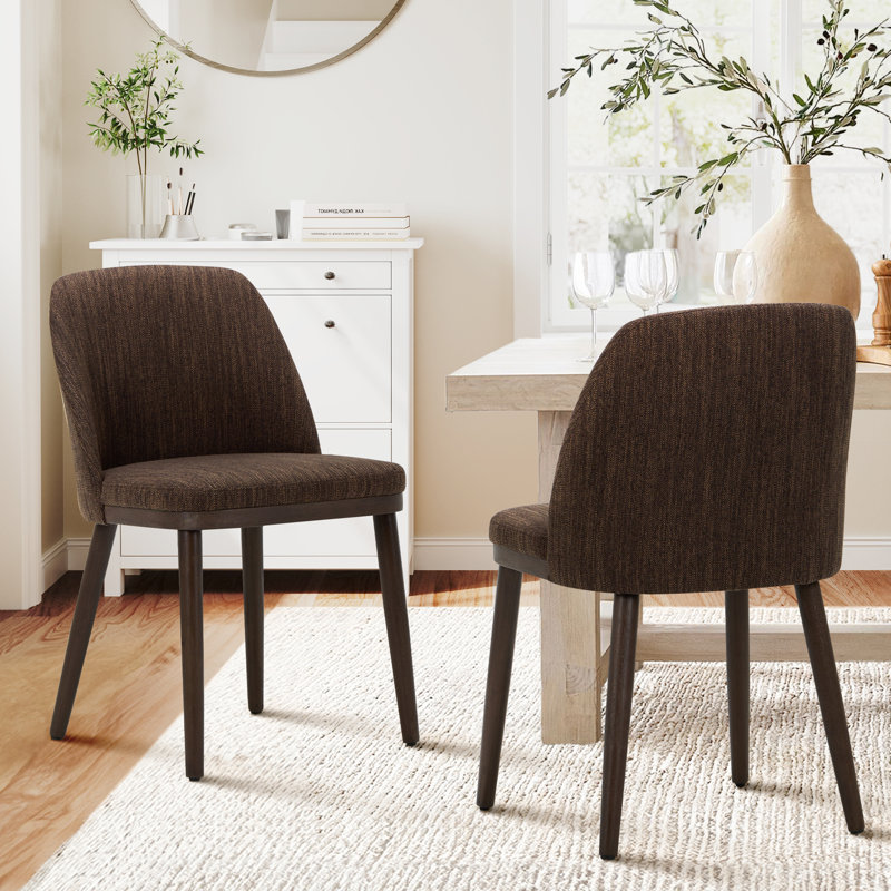 Upholstered Solid Wood Dining Chair, Brown
