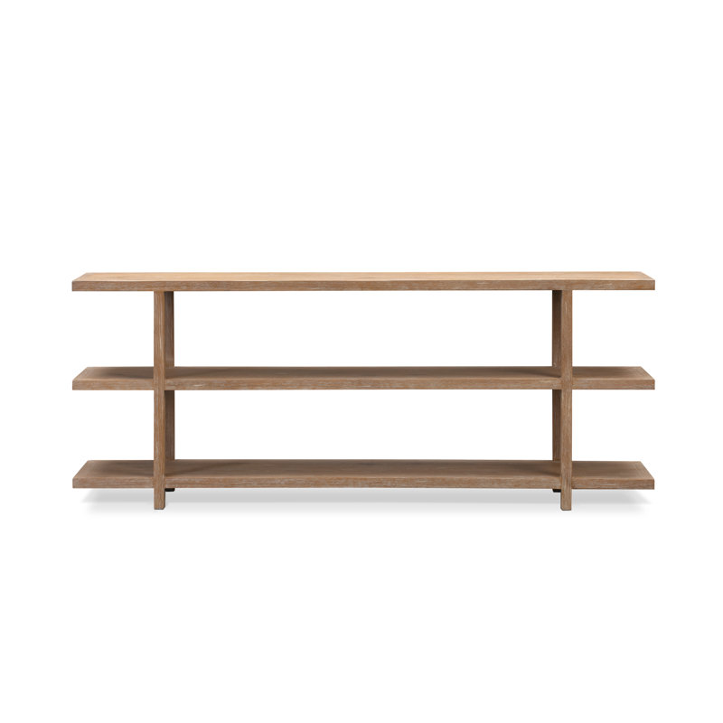 Brown MDF 80'' Rectangular Console Table with Storage Shelves