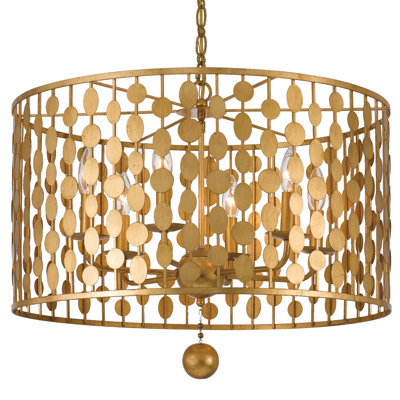 Lustre tambour 6 lumières à abat-jour Dufren