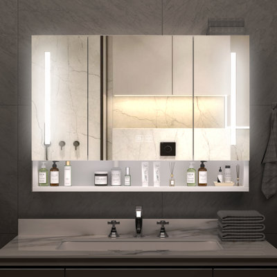 Armoires de salle de bain modernes de 39 po x 28 po, armoires à pharmacie avec miroirs et lumières DEL modernes