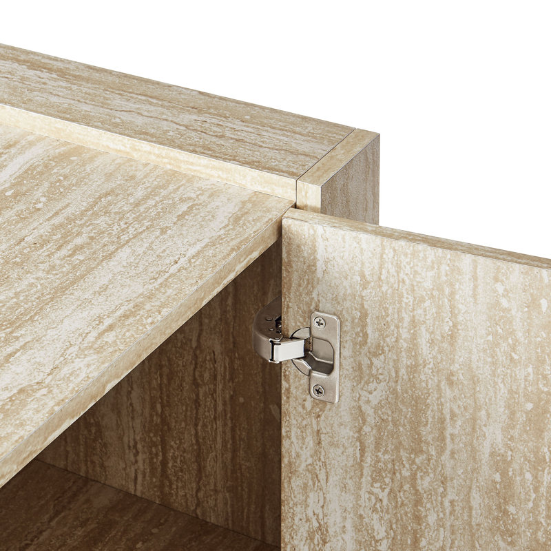 Haven 59" Beige Faux Travertine Sideboard with Adjustable Shelves