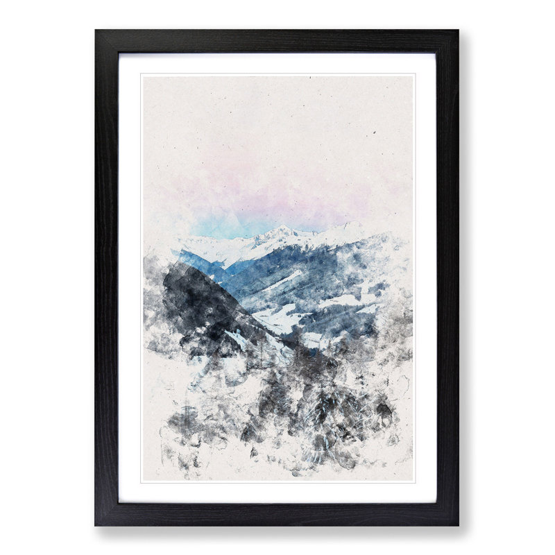 Pink Sky over the Mountains in Italy - Picture Frame Painting Print, Black Framed, 63cm H x 45cm W x 2cm D