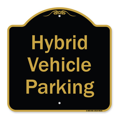 Enseigne Signmission Designer Series - Stationnement de véhicule hybride | Enseigne architecturale verte en aluminium de gros calibre 18 po x 18 po | Protégez votre entreprise et votre commune | Fabriqué aux États-Unis