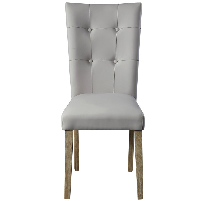 2 chaises d'appoint à dossier gris et chêne - salle à manger pratique et élégante avec structure en bois et similicuir rembourrée de mousse