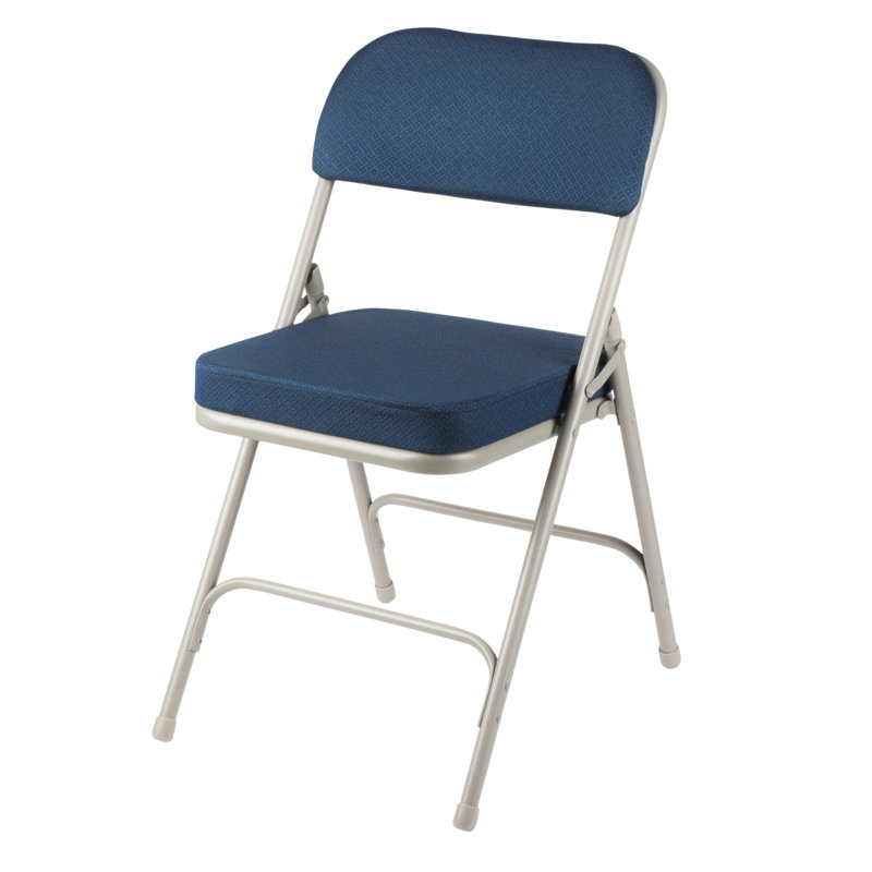 Bernadine Deluxe Fabric Padded Folding Chair, Blue/Gray