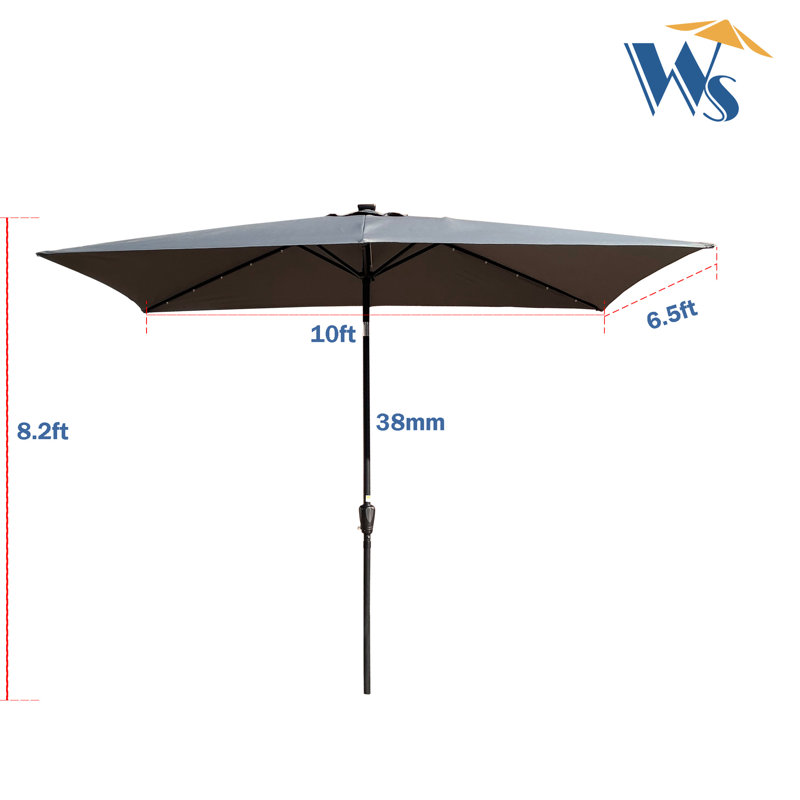FE-588545065541 122.81'' Beach Umbrella, H 95,99 po x l 120,84 po x P 77,32 po, Noir