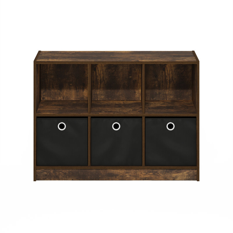 Storage Bookcase, Amber Pine/Black