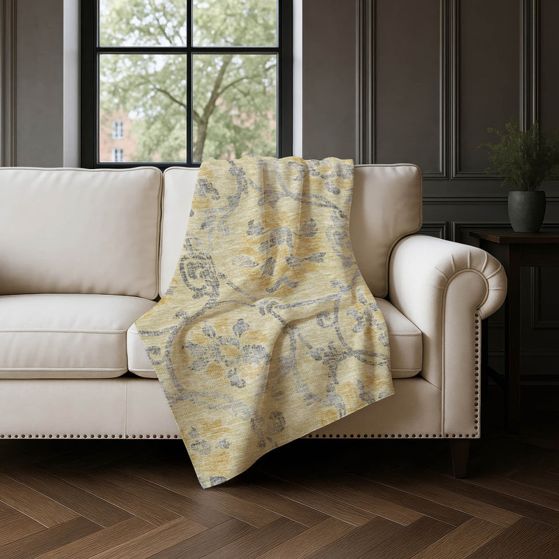 Jeté floral Sherpa ASB762 Addison, Doré
