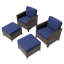 Ensemble de conversation 4 pièces pour fauteuil d'extérieur courbé en osier brun avec coussins et repose-pieds-1005374381