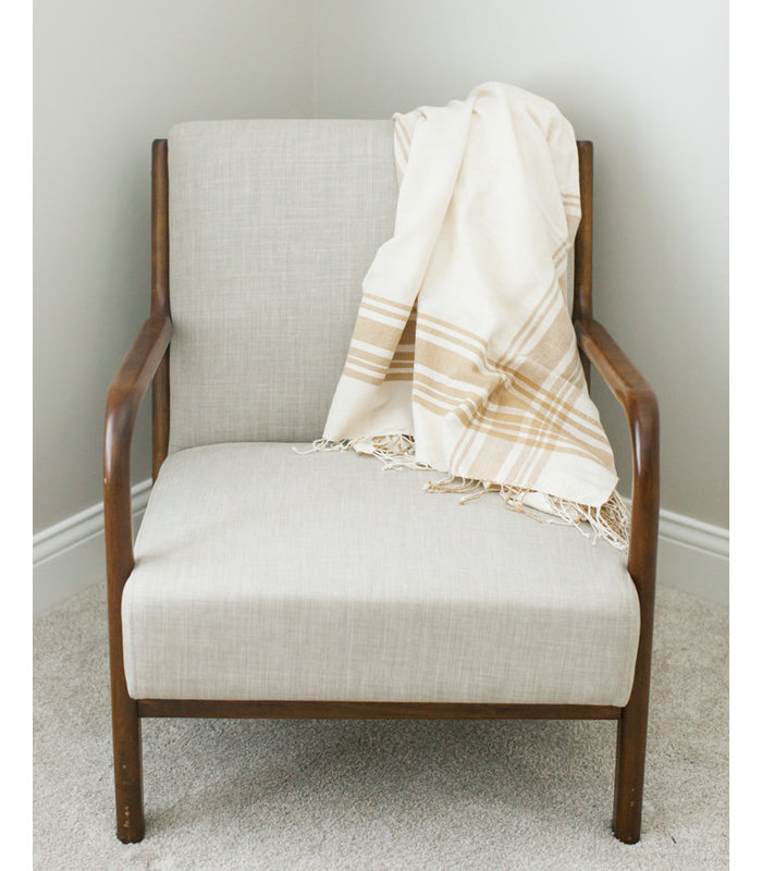Cabin Hatch Cotton Throw Blanket, Beige