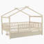 Lit double en bois avec lit gigogne simple-1240005124