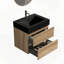 Meuble-lavabo mural flottant avec lavabo à quartz en chêne et tiroirs à fermeture en douceur