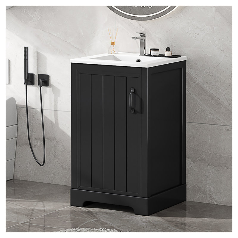 Meuble-lavabo moderne de 20 pouces avec lavabo, meuble-lavabo compact compact avec porte à fermeture douce et rangement pour les petites salles de bain
