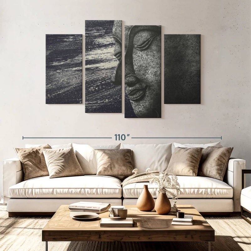 Visage de Bouddha abstrait Adella, H 54 po x l 84 po