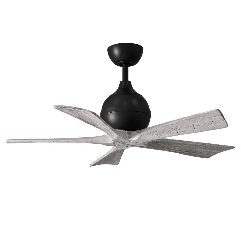 52" Irene 5-Blade Ceiling Fan with Wall Remote, 42", Matte Black, Barn Wood