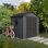 Remise de rangement extérieure en résine durable Keter Newton Plus avec plancher et portes doubles pour meubles de jardin et outils, gris graphite (6 tailles disponibles)