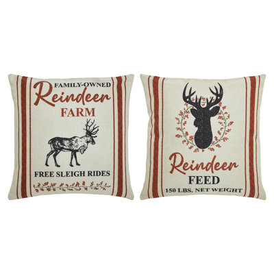 Ensemble de 2 housses de coussin « Ferme de rennes » 40,6 cm x 40,6 cm