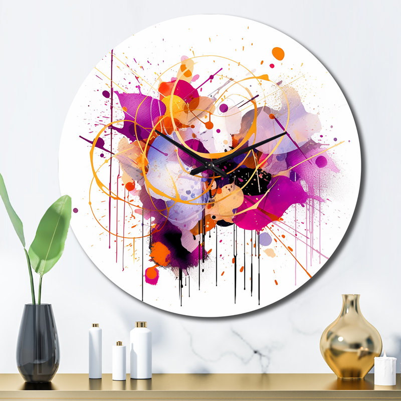 Horloge murale mauve et orange, Grand