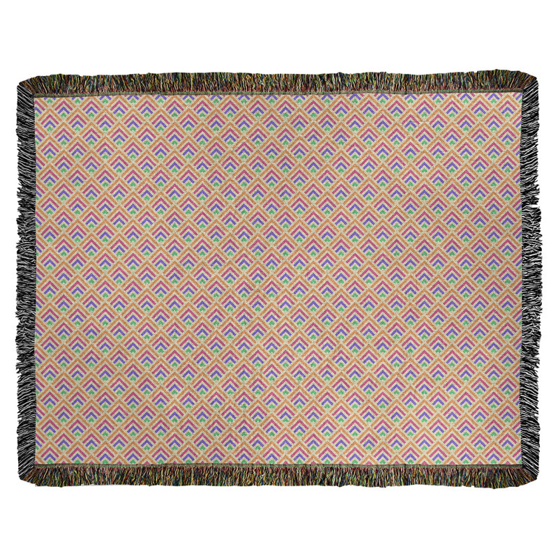 Couverture en coton tissé Katelyn Elizabeth, L 37 po x L 52 po, Orange / Jaune