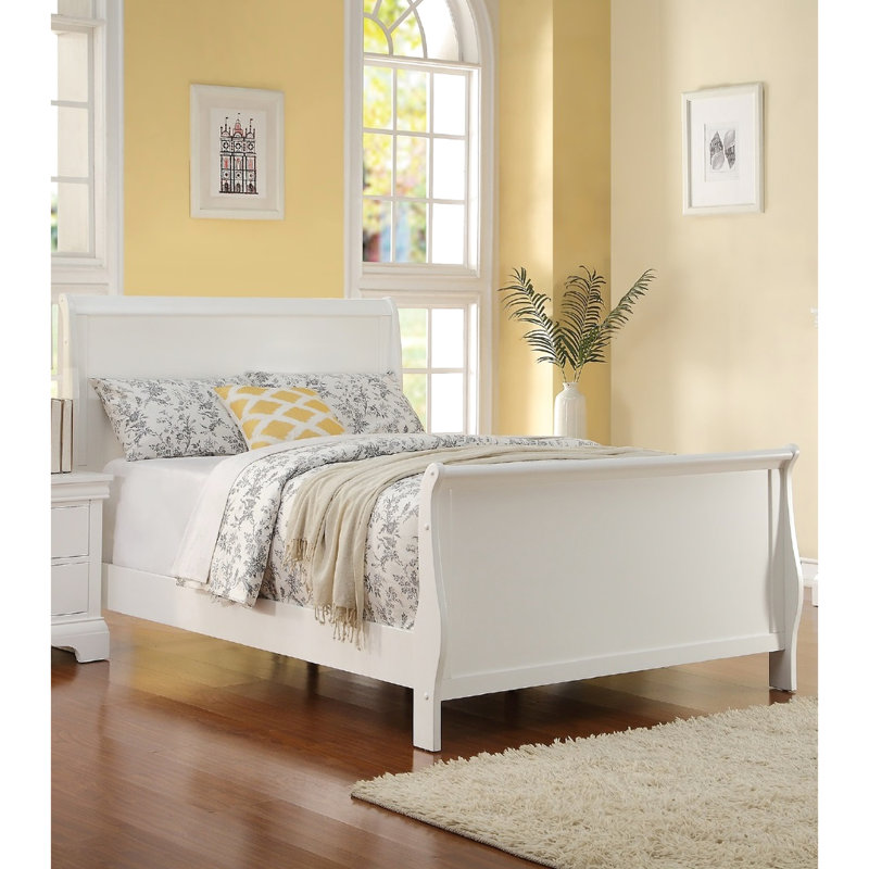 Cadre de chambre à coucher simple avec tête de lit et contreplaqué blanc, Lit simple