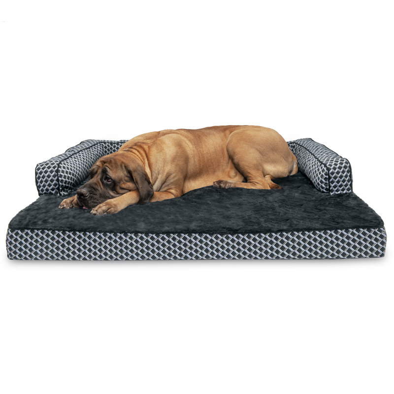 Diamond Gray Orthopedic Large Pet Sofa Bed with Bolsters