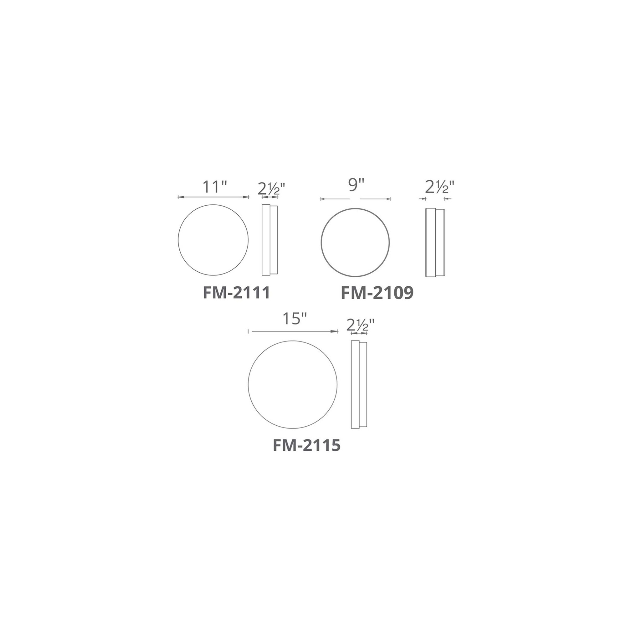 Single Light Glass LED Flush Mount, Titanium, 2.5" H x 11" W x 11" D, 3000K