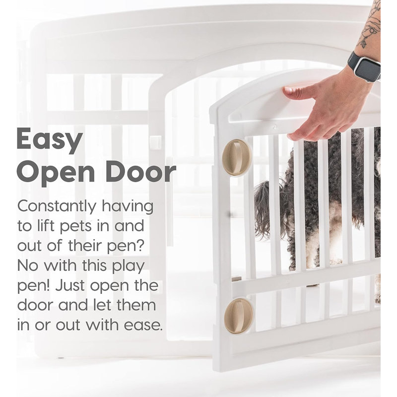 24" 6-Panel Pet Dog Puppy Playpen with Door, For Puppy Small Dogs Keep Pets Secure Easy Assemble Easy Storing Customizable Non-Skid Rubber Feet, White