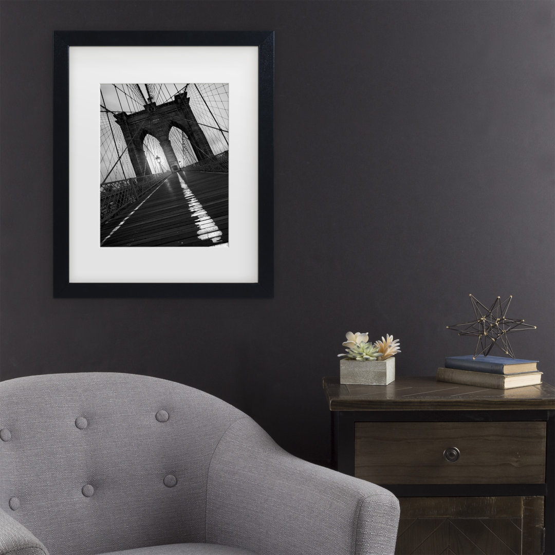 "Brooklyn Bridge Study I" by Moises Levy Framed Photographic Print 17 Stories Mat