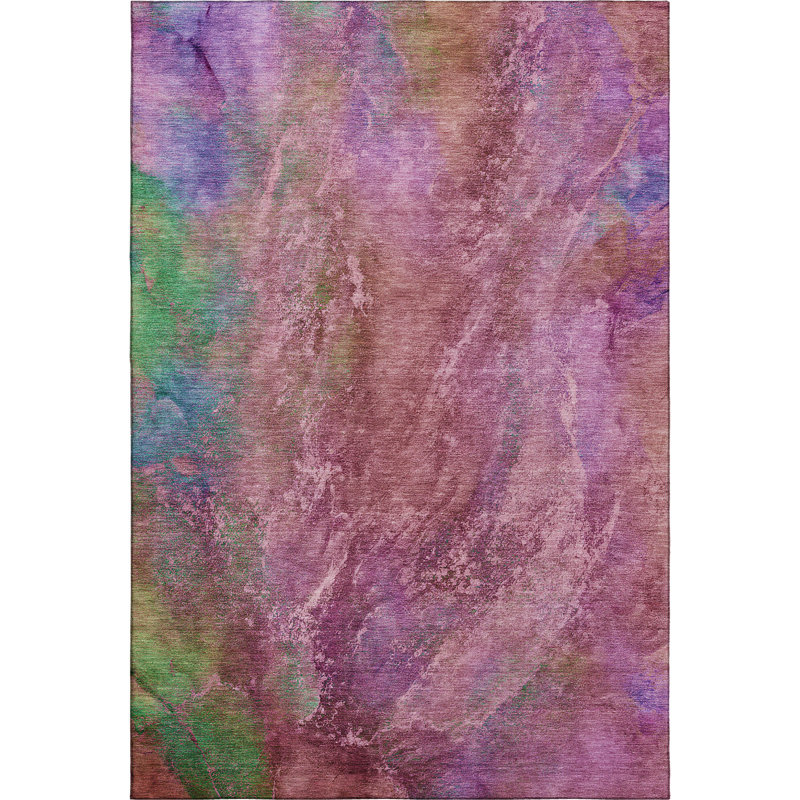 Premium Machine Washable Mayfield AMF2308 Abstract Rug, 3' x 5', Blush