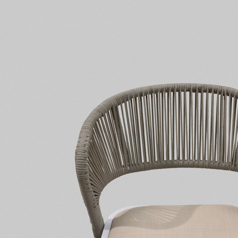 Tabouret de bar d'extérieur Brasia, Blanc / Beige, 29.72"