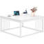 Table basse 43,3 "moderne rustique, centre industriel en bois et métal, blanc