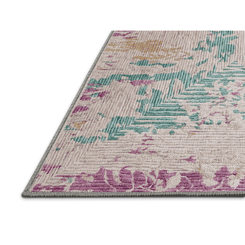 Machine Washable Gray Area Rug, Rectangle 4' x 6'