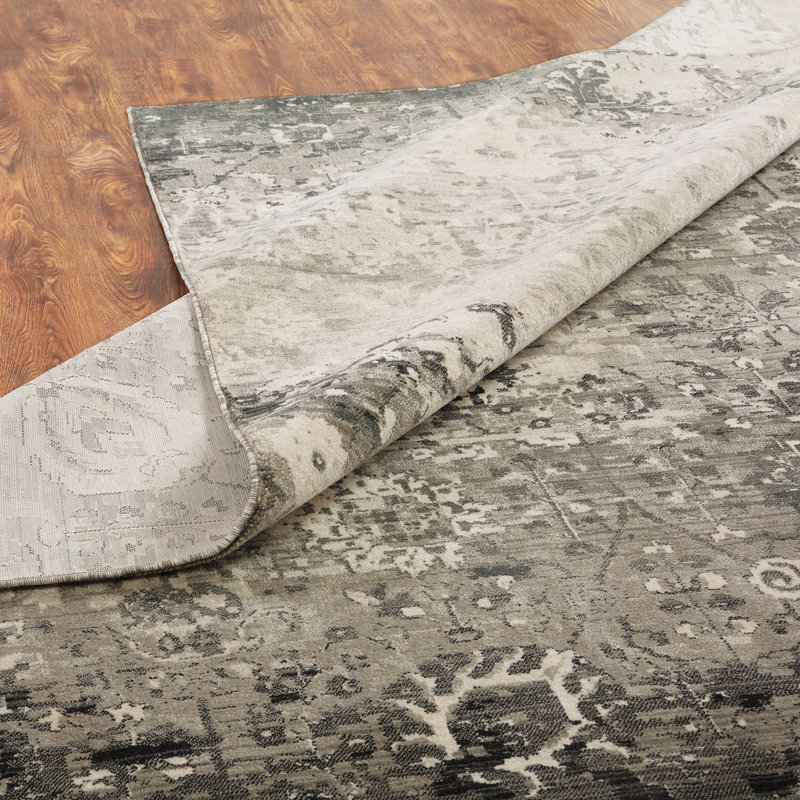 Tebikerei Abstract Area Rug in Ivory/Black, Rectangle 7'9" x 9'9"