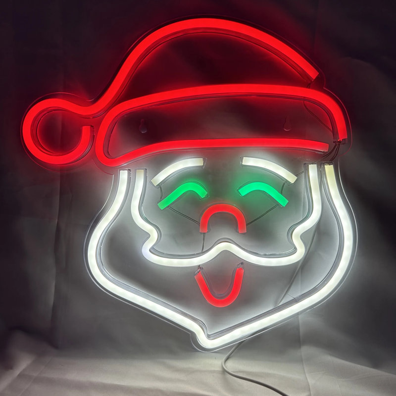 TRIXES Santa Claus Neon Light – Festive LED Light Sign – USB Powered – Colourful & Bright Xmas Decoration – Hanging Décor – Connect to USB socket or Battery Pack – Bring Father Christmas to your Home
