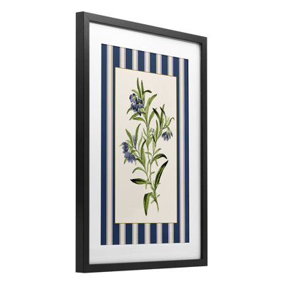 «Vintage Plant Over Stripes», reproduction encadrée sous verre, design par Corinne Haig