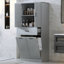  Armoire de rangement de salle de bain avec double panier à linge, portes et rangement pour tiroir, gris-614350500