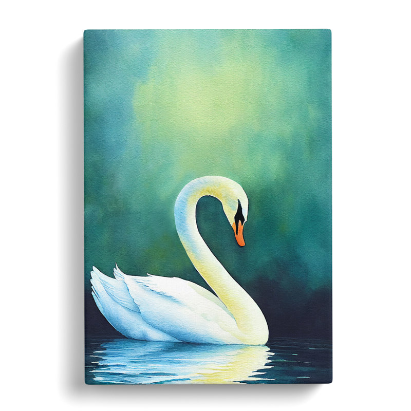 Watercolour Swan - Wrapped Canvas, 50cm H x 35cm W x 3cm D