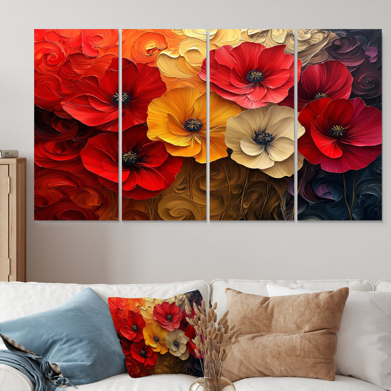 Crimson Serenity of Vibrant Red Poppies I - - Décoration murale coquelicots - - Art mural traditionnel Trad, 4