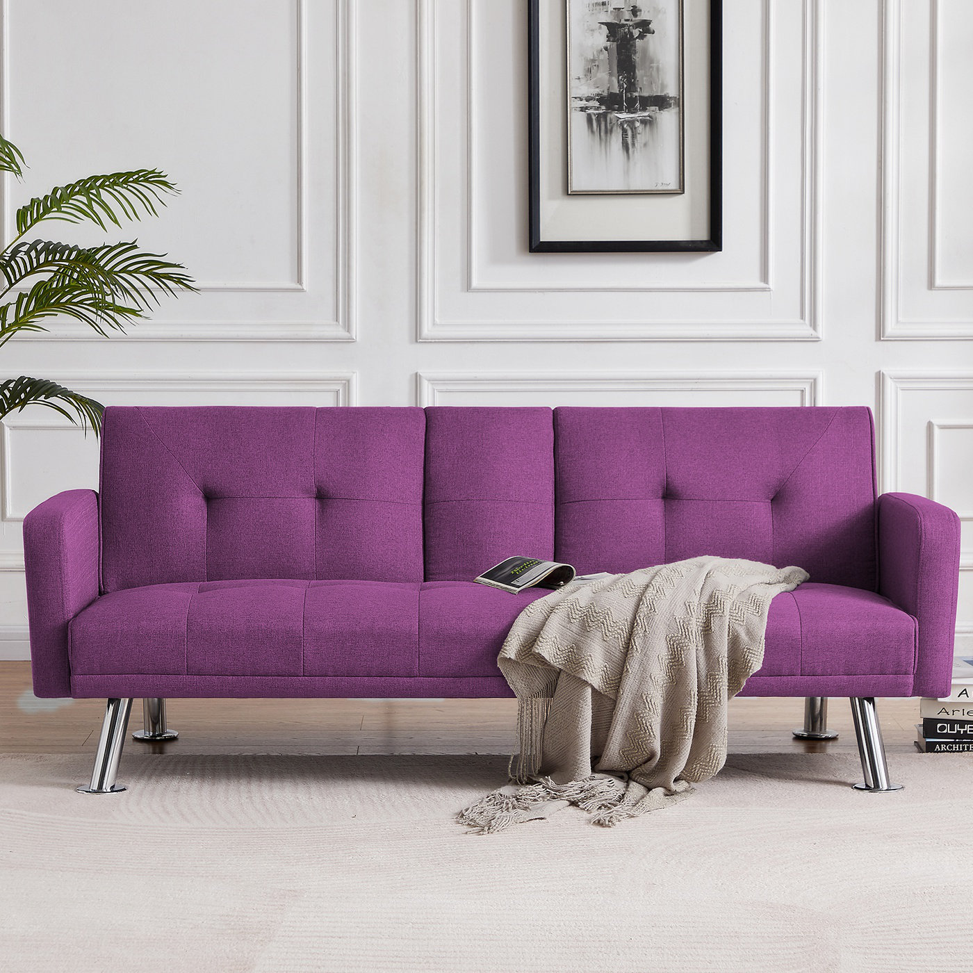 GZMWON Convertible Foldg Sofa Bed with Armrest Modern Living Room Comfy