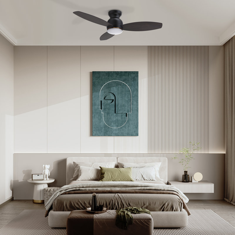  Ventilateur de plafond 48 po avec télécommande, ensemble d'éclairage inclus., Noir / noyer foncé