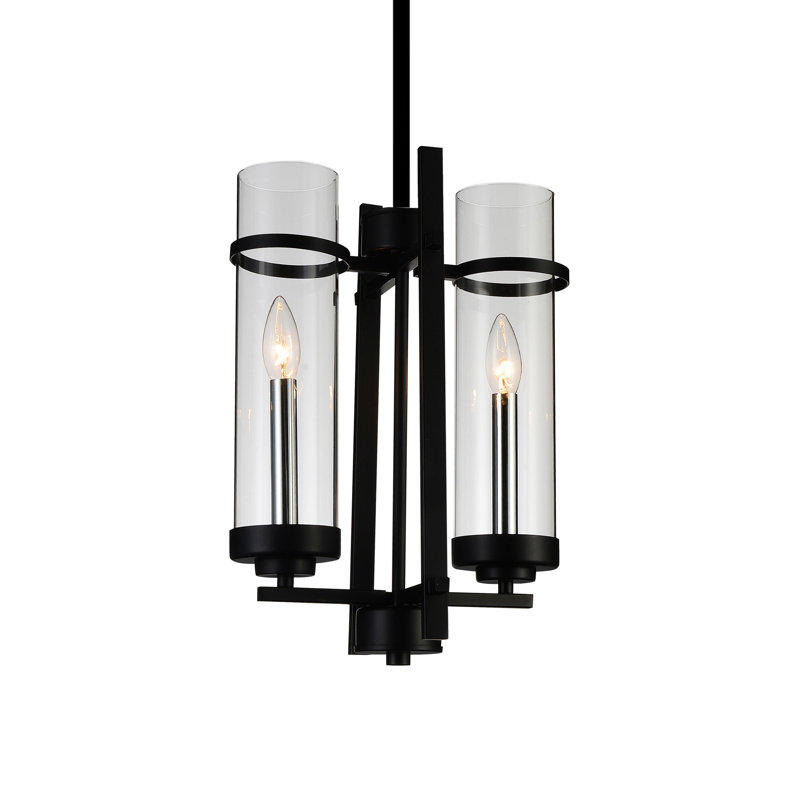 2 Light Black Mini Pendant, 11-Inch Modern Ceiling Light Fixture for Dining Room or Kitchen