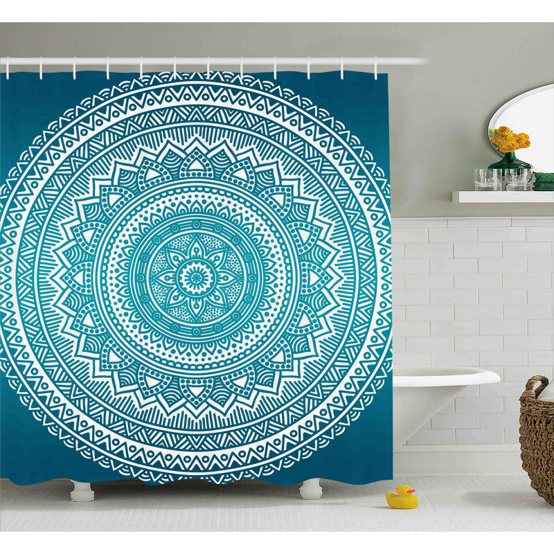 Rideau de douche simple méditation tapis theme Cormac, H 69 po x l 105 po, Turquoise