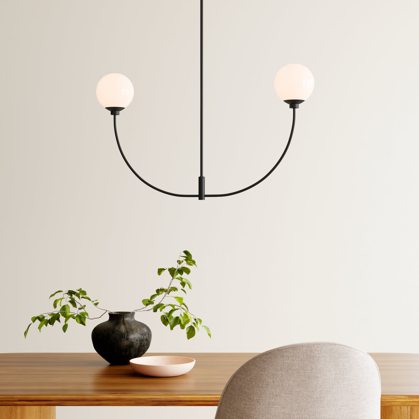 Kyle 2 - Light Metal Chandelier, 24" H x 42" W x 7" D, Black