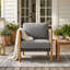 Chaise longue d'extérieur en teck avec coussins Dekka