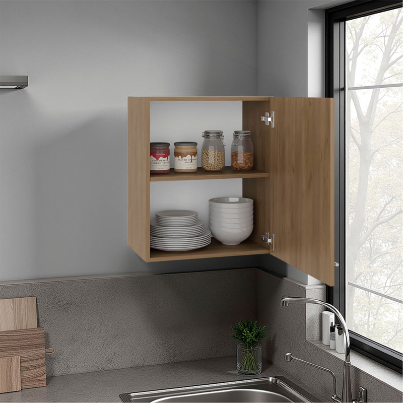 Armoire murale Manchester de 20 pouces avec une porte et deux tablettes intérieures, solution de rangement montée peu encombrante pour la salle de bain, la cuisine, la buanderie ou le garage.
