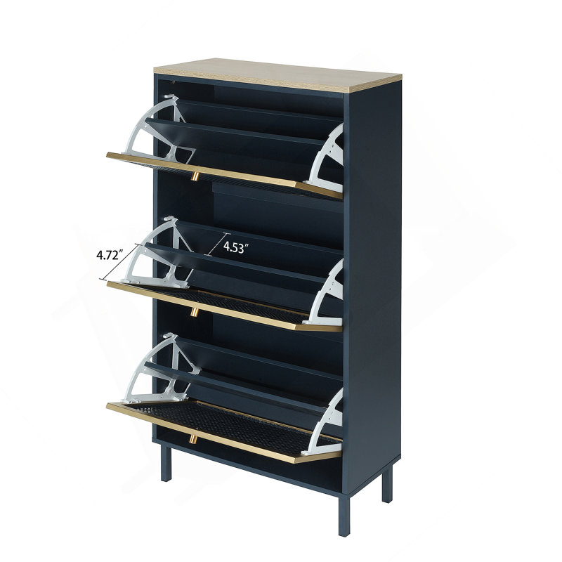 Range-chaussures 3 portes en métal, armoire de rangement pour chaussures moderne autoportante