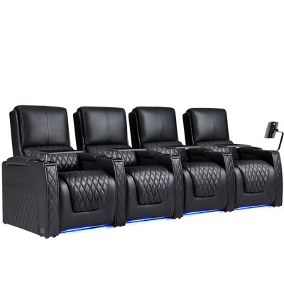 Haiylee Zero Gravity Home Theater Seating Top Grain Leather Recliner Sofa Power Headrest Footrest