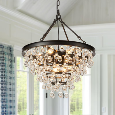Lustre en cristal 9 niveaux avec gradateur et chaîne réglable
